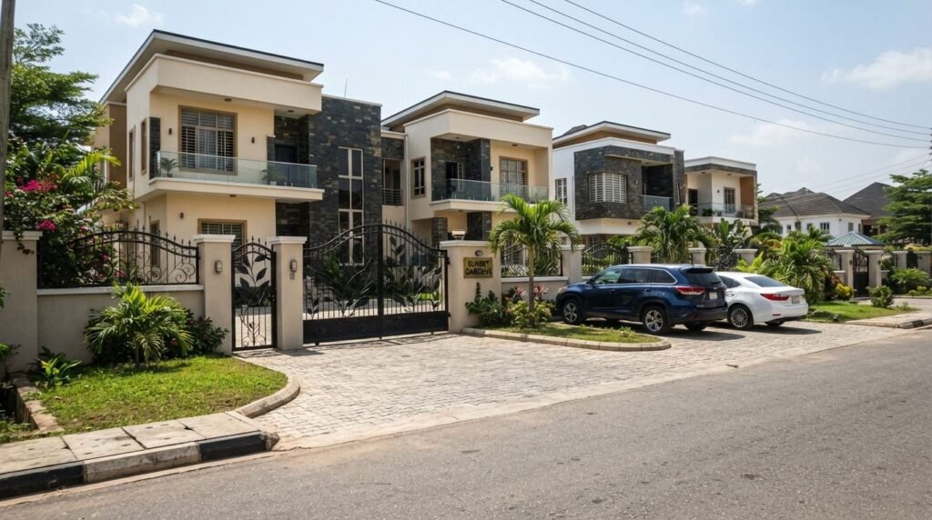 Gated residential estate in Abuja, Nigeria.